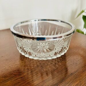 Vintage Arcoroc France Glass Bowl with Silver Rim